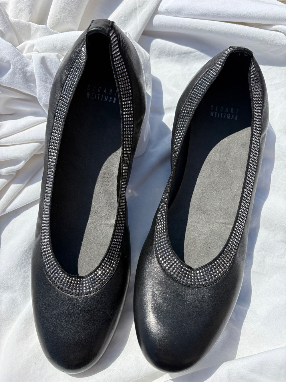 Excellent Stewart Wietzman leather rhinestone detail ballet flats size 10